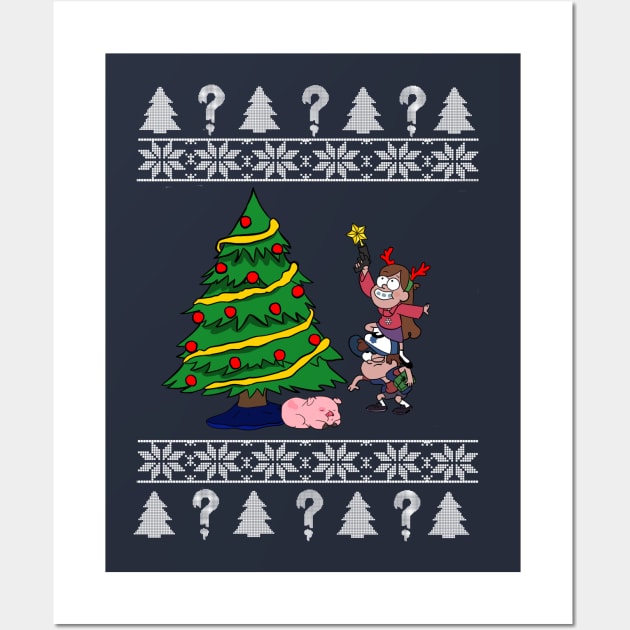 Gravity falls Christmas sweater Wall Art by bowtie_fighter